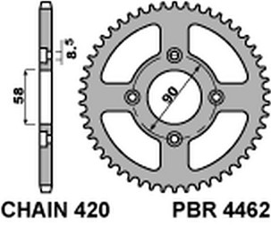 PBR LANČANIK ZADNJA 4462 35 F (LANAC 420) (MADE IN ITALY)