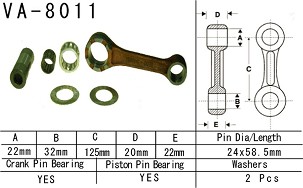 VESRAH KLIPNJAČA KAWASAKI KX 250 (KX250) '78-'08, KDX 250 (KDX250) '91-'94 (VA8011) (MADE IN JAPAN)