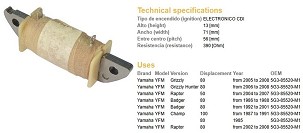 DZE KALEM NAMOTAJA YAMAHA YFM 50 RAPTOR '04-'07; YFM 80 RAPTOR '02-'08; YFM 80 GRIZZLY '05-'08 (OEM: 5G3-85520-M1)