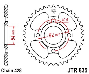 JT LANČANIK ZADNJA 843 50 YAMAHA SR 125 '82-03 (84350JT) (LANAC 428)