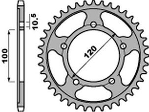 PBR LANČANIK ZADNJA 4447 44 C45 APRILIA RSV 4RF '15-'17, RSV4 RR '16-'17, TUONO 1000/1100 '06-'15 (JTR713.44) (LANAC525) (STD.+2) (MADE IN ITALY)
