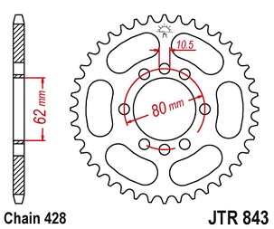 JT LANČANIK ZADNJA 843 48 YAMAHA DT 80LC '83-84, DT 125 LC (-1), SR 125 '80-'94 (-1) (84348JT) (LANAC 428)