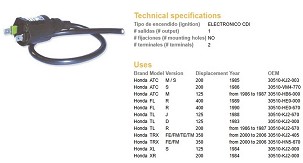 DZE KALEM PALJENJA HONDA XL 125S '84; XR 200 '84; TRX 350FE/FM/TE/TM '00-'06 (30510-HN5-670)