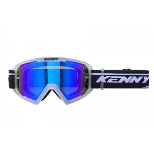 KENNY RACING NAOČARE MODEL TRACK+ CLEAR CRYČELIK - BLUE LENS - BOJA PROVIDNI/CRNA/BELA VIZIR PLAVE OGLEDALO