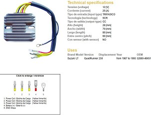 DZE REGULATOR NAPONA SUZUKI LT 230 QUAD RUNNER '87-93 (32800-49X51)