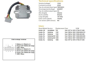 DZE REGULATOR NAPONA HONDA GL 1000 '77-'79; GL1100 '80-'83; GL1200 '84-'87 (ESR290)