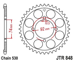 JT LANČANIK ZADNJA 848 37 YAMAHA RD 350 '74-76 (84837JT) (LANAC 530)PO NARUDŽBINI
