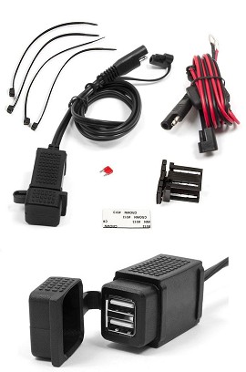 BIKETEC MOTOCIKLISTIČKA DUPLA USB UTIČNICA MONTAŽA NA VOLAN - MUS08 (EL)