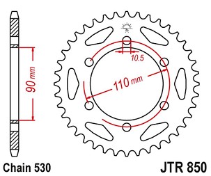 JT LANČANIK ZADNJA 850 34 YAMAHA XS 650 '74-83, TX 650 '72-74 (85034JT) (LANAC 530)