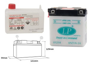 LANDPORT AKUMULATOR 6N11A-3A (MD 6N11A-3A) 6V 11AH (CCN 80) 120X60X128 SA ODRŽAVANJEM - ELEKTROLIT ODVOJENO (6) UE2019/1148