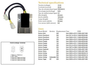 DZE REGULATOR NAPONA KYMCO XCTING 250/500 '06-'11; DINK 200 '06-'13; PEOPLE 125/200/250 '07-'14 (ESR921)