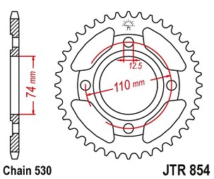 JT LANČANIK ZADNJA 854 43 YAMAHA XS 250 '78-80, XS 500 '76-77 (85443JT) (LANAC 530) PO NARUDŽBINI