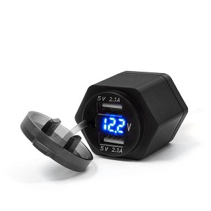 BIKETEC MOTOCIKLISTIČKA UTIČNICA MUS42 DIN ISO 4165 BMW I TRIUMPH USB I VOLTMETAR - MONTAŽA NA VOLAN (EL)