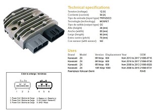 DZE REGULATOR NAPONA KAWASAKI ZX 600R NINJA '08-'17; ZX 6R NINJA '08-'17 (ESR596)