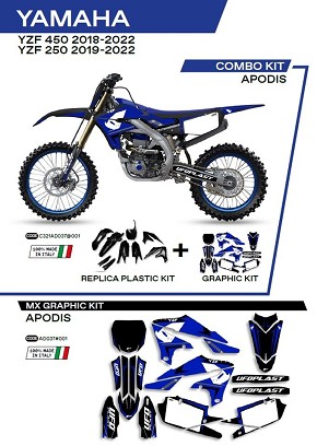 UFO KOMPLET PLASTIKE YAKIT321001 PLUS KOMPLET NALEPNICA (FOLIJA) YAMAHA YZF 250 '19-'22; YZF 450 '18-'22W SETU PREDNJA TABLICA (YA04860) I ŠTITNICI AMORTIZERA (YA04814) APODIS BOJA CRNA - RASPRODAJA
