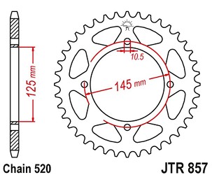 JT LANČANIK ZADNJA 857 47 YAMAHA XV 125 VIRAGO '97-01, XVS 125 DRAG STAR '00-04, TT 600R '04, (85747JT) (LANAC 520) BOJA CRNA