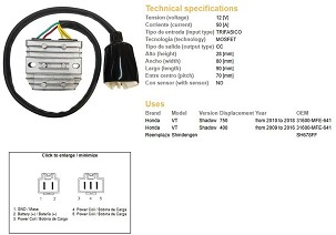 DZE REGULATOR NAPONA HONDA VT 750C SHADOW '10-'18 (31600-MFE-641) (50A) (MOSFET)