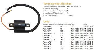 DZE KALEM PALJENJA YAMAHA PW 80 '95-'03; YZ 80 '84-'96; YZ 125/250 '90-'93; XT 250 '84; XT 350 '85-'00; TT 350 '86-'87