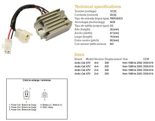 DZE REGULATOR NAPONA ARCTIC CAT 250/300 '98-'03 (3530-014)