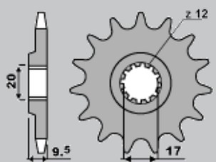 JR RASPRODAJA LANČANIK PREDNJA 7005 12 KTM SX 65 '98-'15 (JTF1906.12)