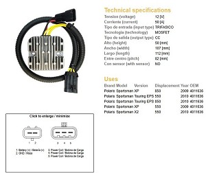 DZE REGULATOR NAPONA POLARIS SPORTSMAN 550 '09-'10, 850 '09-'10 (40111636) (50A)