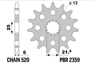 PBR 13/07 PREDNJI LANČANIK 2359 14 (LANAC 520) (MADE IN ITALY)
