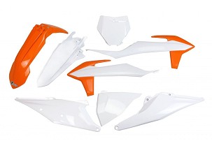UFO KOMPLET PLASTIKE KTM SX 125/150/250 '19-'22, SXF (SX-F) 250/350/450 '19-'22 BOJA OEM '20 (NARANDŽASTA/BELA) (KT522E999X)