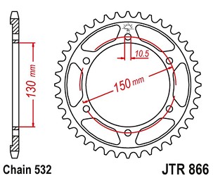 JT LANČANIK ZADNJA 863 43 YAMAHA FZR 750R '89, YZF 750R '93-97 (STD.43) XJR 1200 '95-98, (STD.+5) (86343JT) (LANAC532)