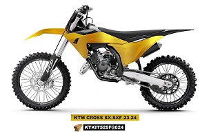 UFO KOMPLET PLASTIKE (FULL KIT) SA ŠTITNICIMA TELESKOPA (AMORTIZERA) KTM SX 125 / 250 / 300 TBI '23-'24, SX-F 250 / 350 / 450 '23-'24 BOJA ZLATNA - RASPRODAJA