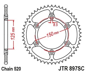 JT LANČANIK ZADNJA 899 40 KTM EXC/SX/EXC-F 200/250/300/400/450/530 ULTRALITE SAMOČISTEĆI (89940JT) (LANAC 520)