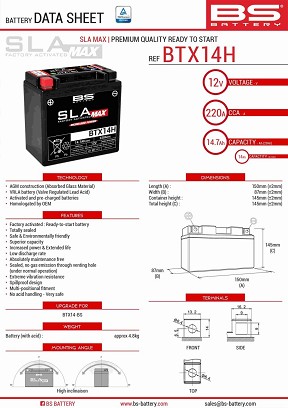 BS AKUMULATOR BTX14H MAX (FA) (YTX14-BS) 12V 14AH 150X87X145 BEZ ODRŽAVANJA - ZALANY (POVEĆAN STRUJA STARTER) (220A) - ZAMENJUJE 300855 (BMW) (4)