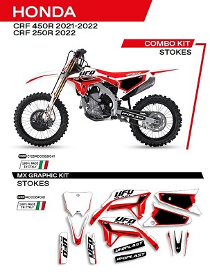 UFO KOMPLET NALEPNICA (FOLIJA) HONDA CRF 250R '22; CRF 450R '21-'22 STOKES BOJA BELA - RASPRODAJA