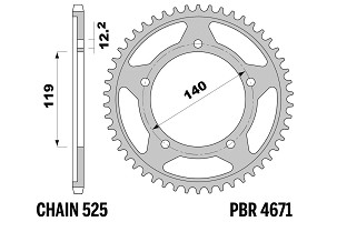 PBR 13/07 ZADNJI LANČANIK 4671 47 (LANAC 525) (MADE IN ITALY)