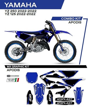 UFO KOMPLET NALEPNICA (FOLIJA) YAMAHA YZ 125/250 '22 APODIS BOJA OEM (PLAVA/BELA/CRNA) - RASPRODAJA