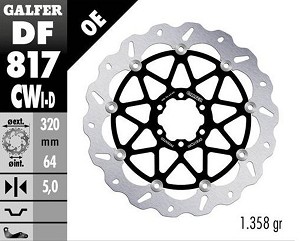GALFER DISK KOČIONI PREDNJI BMW HP 4 '12-; S 1000R/RR '09-'23; MOTO GUZZI 1400 AUDACE '15-; 1400 CALIFORNIA '13- (LEVA) (WAVE FLOATING) (320X64X5MM)