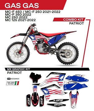 UFO KOMPLET NALEPNICA (FOLIJA) GAS GAS MC 125 '21-'22; MC 250 '22; MCF 250/350/450 '21-'22 PATRIOT BOJA CRNA - RASPRODAJA