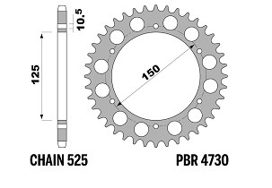 PBR 13/07 ZADNJI LANČANIK 4730 44 (LANAC 525) (MADE IN ITALY)