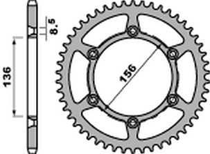 PBR LANČANIK ZADNJA 820 53 C45 HUSQVARNA SM/SMS 630 '10-'11, SUZUKI DR 250/350 '90-'95 (JTR822.53) (LANAC 520) (MADE IN ITALY)