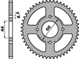 PBR LANČANIK ZADNJA 832 52 F YAMAHA DT 50R '78-'95 (JTR832.52) (LANAC 420) - MOŽE BITI ZAMENJENA SA 4461 52 (MADE IN ITALY)