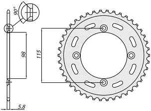 SUNSTAR LANČANIK ZADNJA 4552 46 KTM SX 65 '12-'15 (JTR894.46) (LANAC 420) (455246JT)