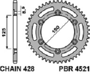 PBR RASPRODAJA LANČANIK ZADNJA 4521 45 F HONDA CG 125 ES (04-06) (LANAC 428) (MADE IN ITALY)