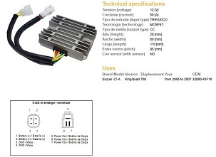 DZE REGULATOR NAPONA SUZUKI LT-A 700 KING QUAD '05-'07 (32800-41F10) MOSFET (50A)