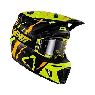 LEATT KACIGA MOTO 8.5 CITRUS V23 (+ NAOČARE VELOCITY 5.5 GRATIS) HELMET KIT TIGER BOJA CRNA/ŽUTA FLUO/NARANDŽASTA VELIČINA S (55-56 cm)