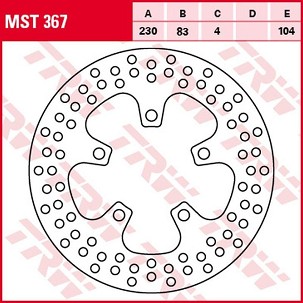 TRW ZF DISK KOČIONI ZADNJI KAWASAKI ZX-7R NINJA '96-'02, ZX-7RR NINJA '96-'99, ZXR 750/R '89-'95, ZX-9R NINJA '94-'97 (230X83X4MM) (NG1225;NG1225X)