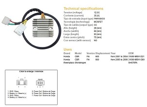 DZE REGULATOR NAPONA HONDA CBR 600F F4 '01-'06 (35A) (31600-MBW-D21) (ESR431) (SH678PA)