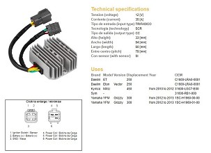 DZE REGULATOR NAPONA YAMAHA YFM 300 GRIZZLY '12-'13; KYMCO MXU 450 '10-'12 (1SC-H1960-00-00, 1SC-H1960-01-00)