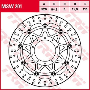 TRW ZF DISK KOČIONI PREDNJI HONDA VFR 1200F '10-'16 (320X94X5MM)