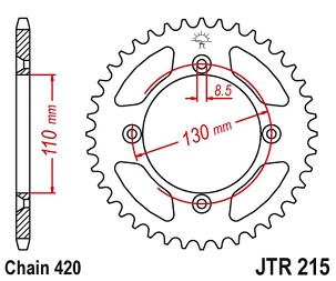 JT LANČANIK ZADNJA 4306 50 ALUMINIJUMSKA RACELITE HONDA CR 80/85 (430650JTA) (LANAC 420) BOJA CRNA