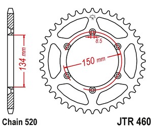 JT LANČANIK ZADNJA 489 46 ALUMINIJUMSKA RACELITE KAWASAKI KX/KXF '84-20 (48946JT) (LANAC 520) BOJA CRNA