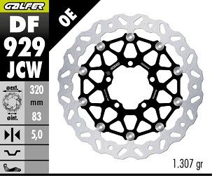 GALFER KOČIONI DISK PREDNJA TRIUMPH TIGER 850 '24; TIGER 900 '20-'24; TIGER 1200 '20-'24; SPEED TRIPLE 1050/1200 '18-'24; ROCKET 3 2500 '20-'24 (WAVE FLOATING) (3200X83X5MM)